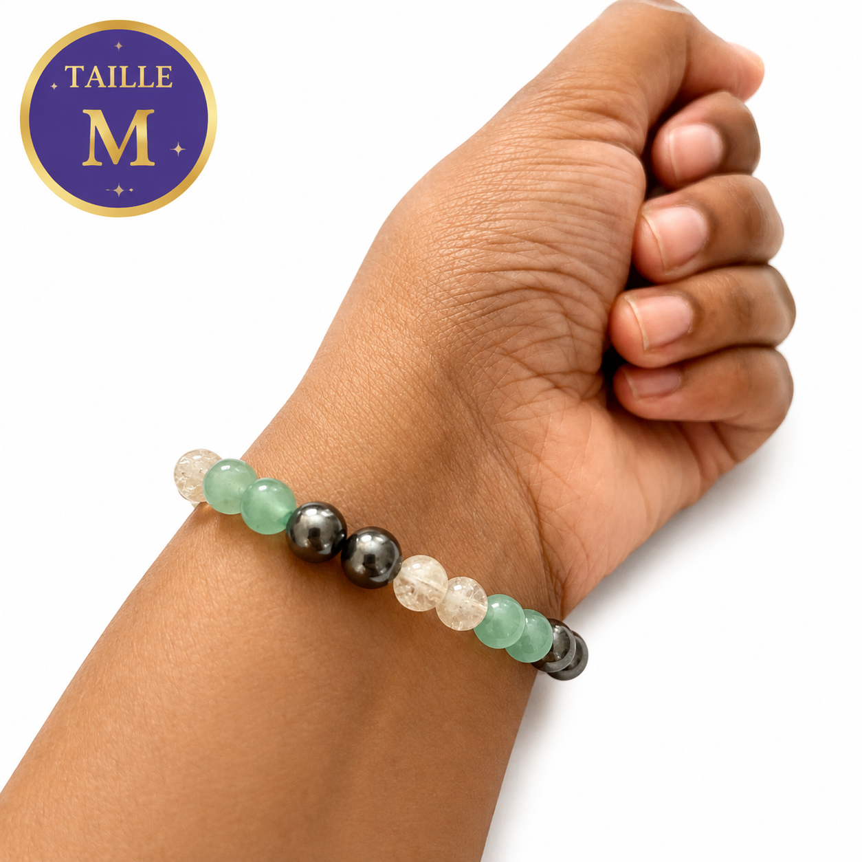 Bracelet Abondance & Soleil taille M en citrine, aventurine verte et pyrite, bijou artisanal Poussière Oracles