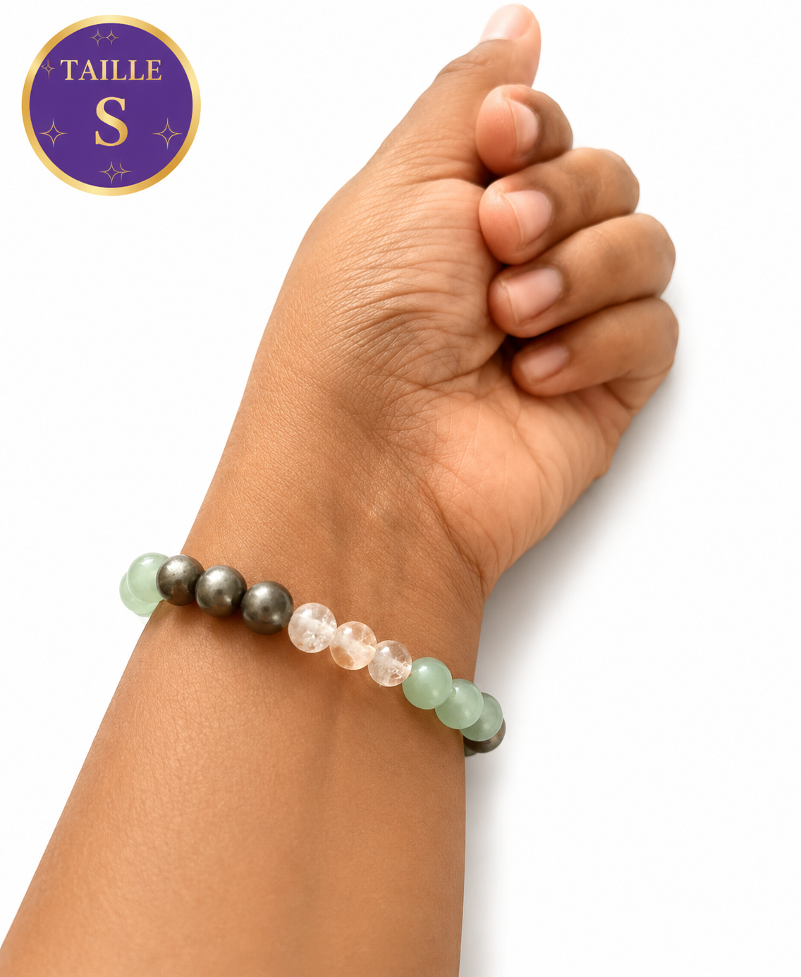 Bracelet Abondance & Soleil taille S en citrine, aventurine verte et pyrite, création artisanale Poussière Oracles