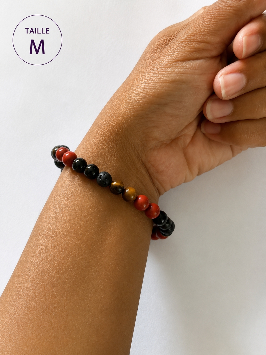 Bracelet Ancrage & Force taille M en pierres naturelles 6 mm